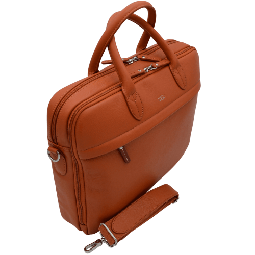 Serviette 2 soufflets 40 cm - portable 15" terracotta UPPSALA CUIR| Jump® Bagages